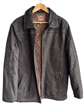 Rugged Genuine Leather Canadian Mining Jacket Mens Medium DARK Brown Coat Warm